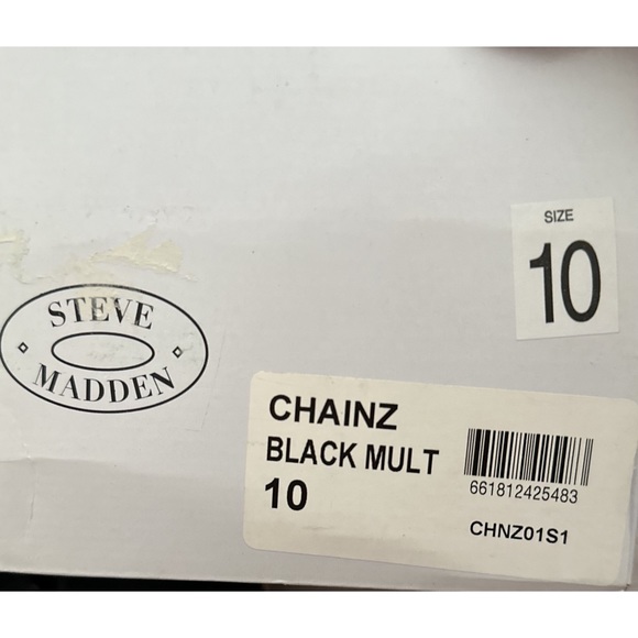 Like New! Steve Madden Black W/ Gold Chain Slides - Picture 6 of 6